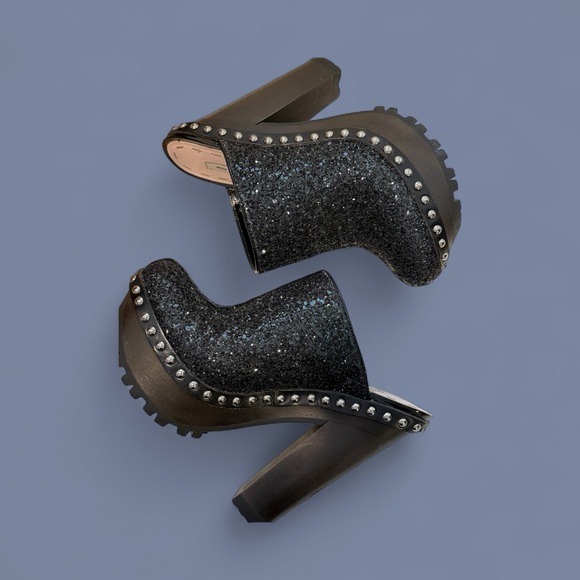 Miu Miu Black Sparkle Clog Platforms EUC - Picture 1 of 9